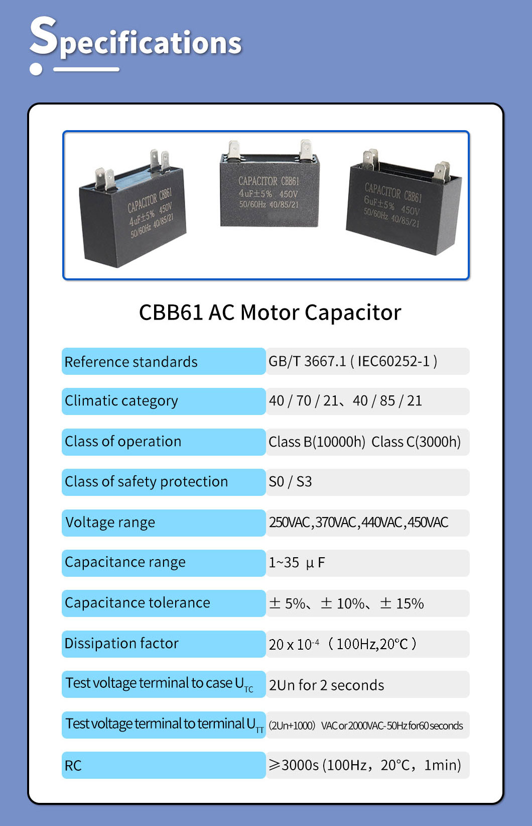 ac capacitor -cbb61