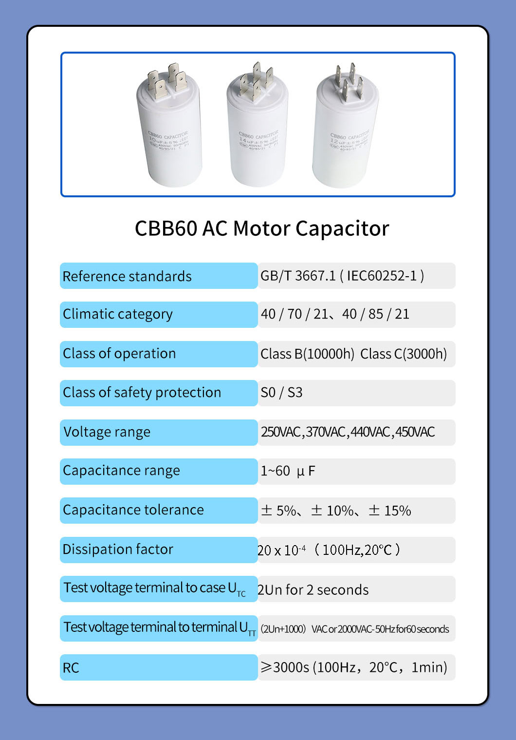 ac capacitor -cbb60