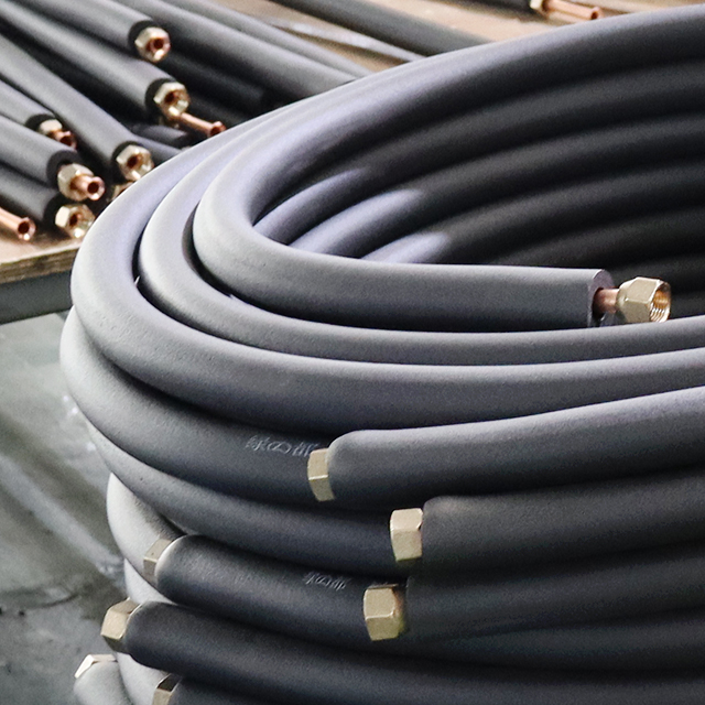 50ft 1/4"-3/8" AC Installation Kit - Copper Line Set With Insulation & Flare Nuts
